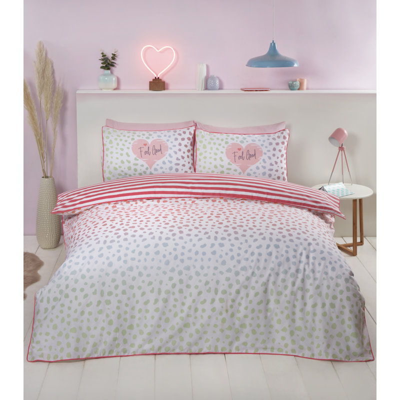 Cotton Blend Animal Print Duvet Cover with Pillowcases Included, Kingsize Duvet Cover + 2 Standard Pillowcases, Pink