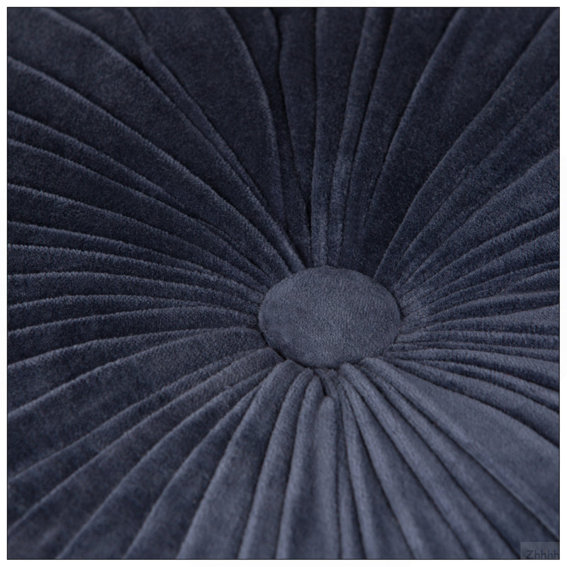 Pouf rond en velours bleu marine Renee, Tissu marine