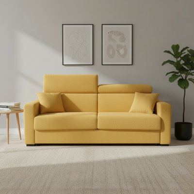 Canapé-lit en cuir véritable de qualité supérieure Bellinda de 81 po avec matelas en mousse à mémoire de forme et appui-tête réglable à cliquet