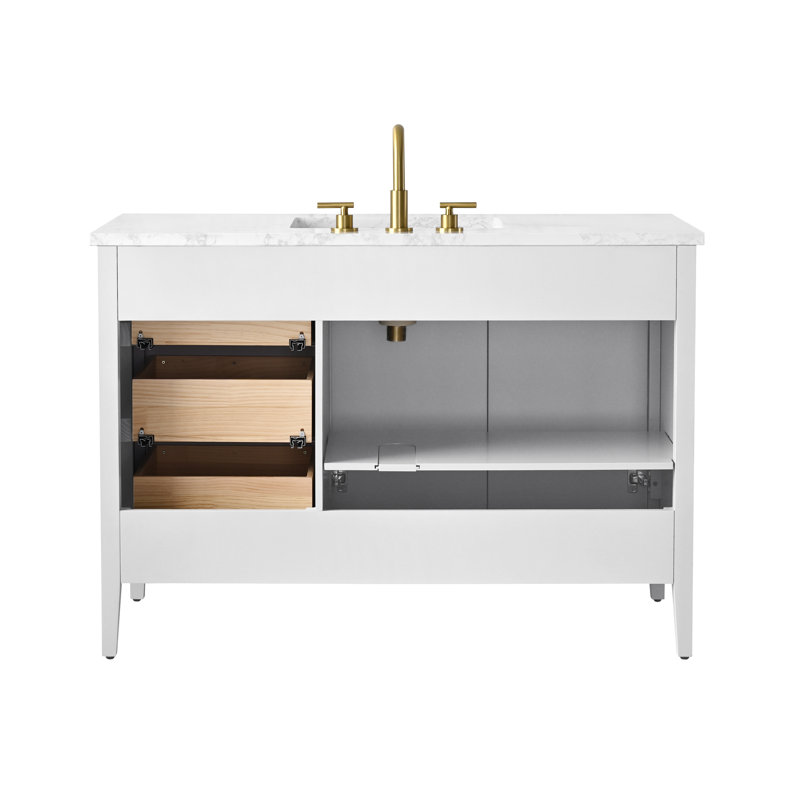 Emma 48" W Single Vanity, White/Brushed Bronze