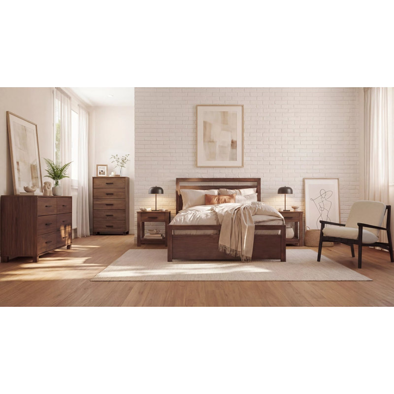 Ensemble de chambre à coucher Loft - Moka brossé (grand) 5 pièces, Queen, Brushed Mocha