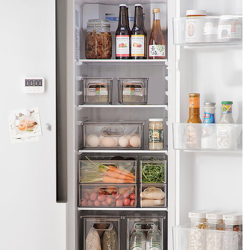 2 Pack Fridge Organizer Bins With Pull Out Drawer,Stackable Storage Drawer, Clear Refrigerator Organizers And Storage,Save Vertical Space For Kitchen Cabinet Pantry,13.4X 4.96 X 4.3 In