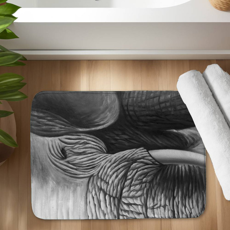 Elephant Bath Mat with Non-Slip Backing - Quick Dry Memory Foam Bathroom Rug - Absorbent - Modern Plush Spa-Style - Machine Washable