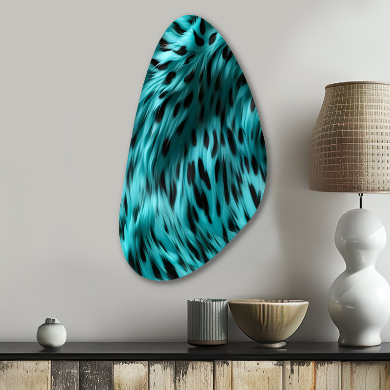 Turquoise And Black - Abstract Irregular Shape Large Metal Wall Art, Modern Asymmetrical Metal Art Print
