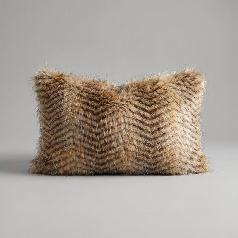 Porcupine Faux Fur Animal Print Pillow, 16" x 16"