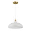 Luminaire suspendu blanc à lumière simple Astral avec entrée en laiton doré pour îlot de cuisine P 14 po x H 8 po Astral