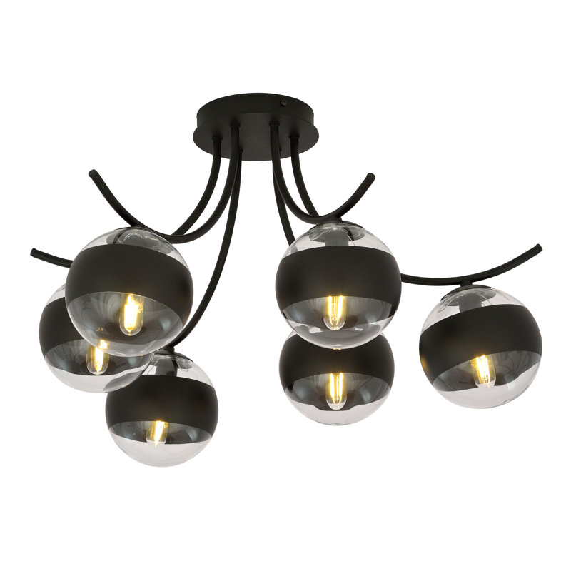 Abdimajid 6 - Light Sputnik Chandelier, Transparent/Black