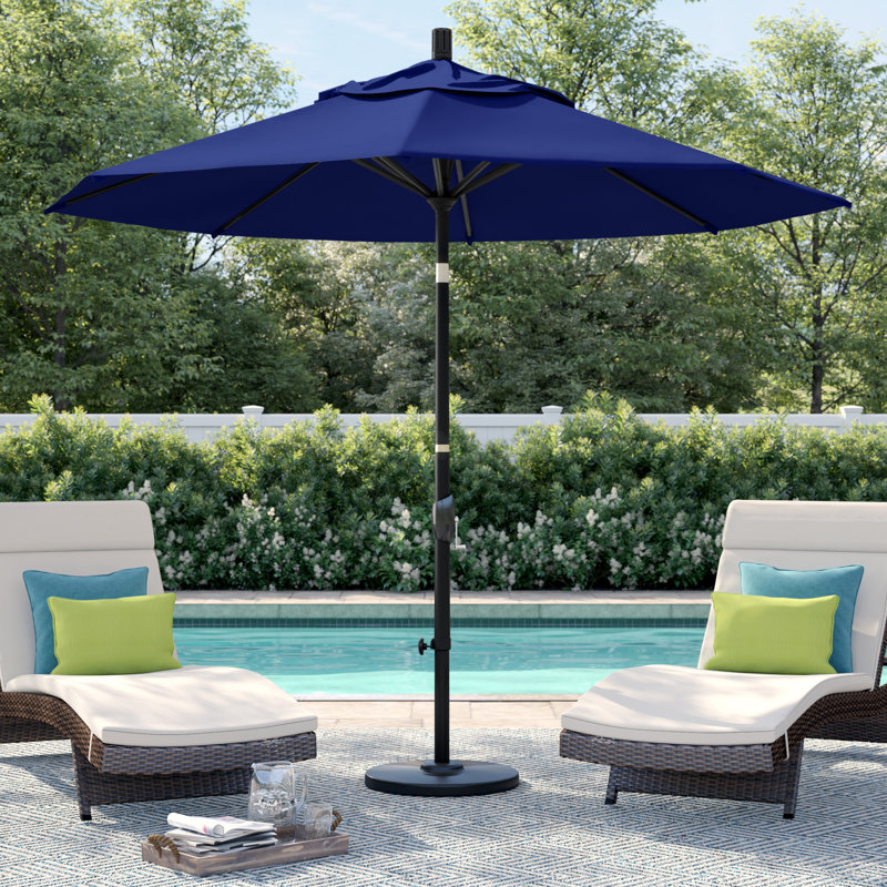 Parasol de marché 9 pi Ayomipo, Bleu pacifique - Pacifica, Brun