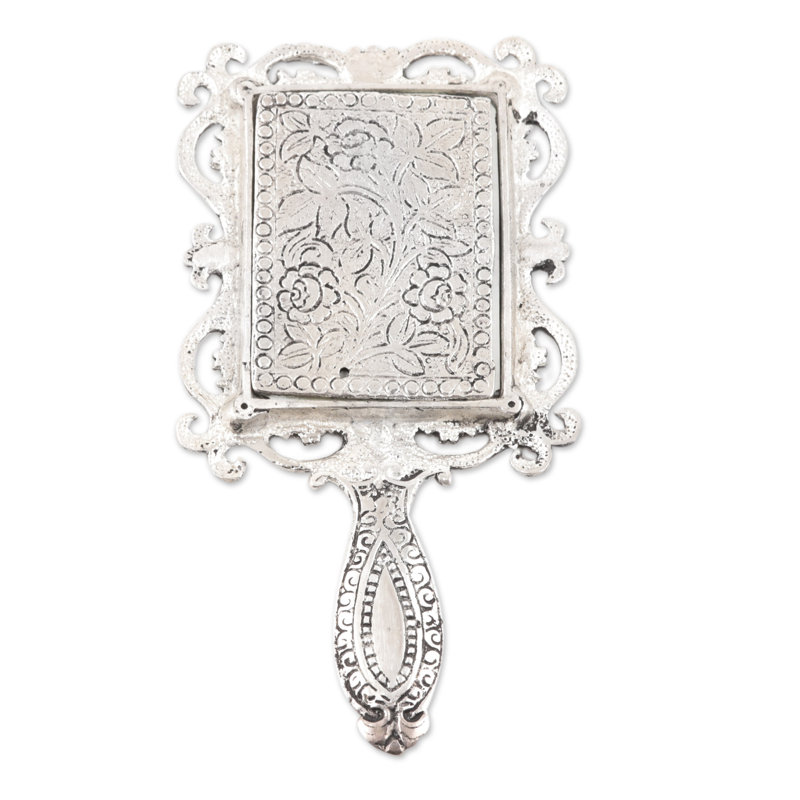 Fleur De Lis Living Handmade Floral Splendor Hand Mirror | Wayfair