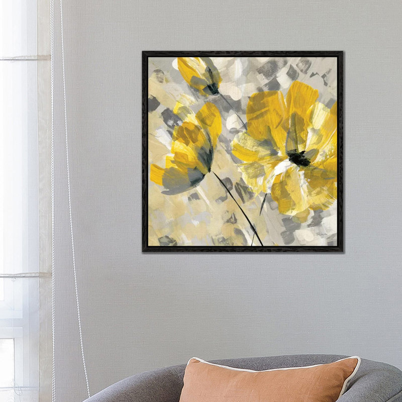 Buttercup II by Katrina Craven - Painting on Canvas, Black Floater Framed, 66.04 cm H x 66.04 cm W