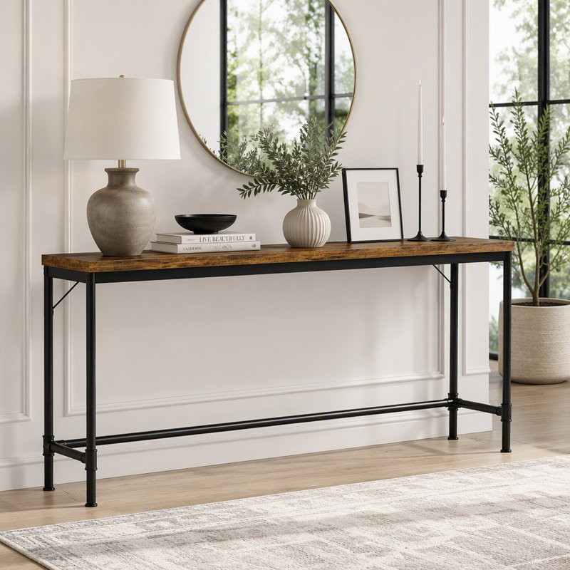 70.9" Industrial Wood Console Table