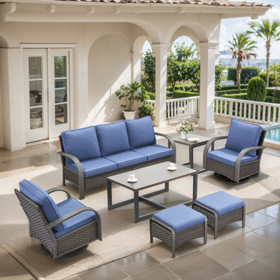 Ensemble de meubles d'extérieur 6 pièces avec chaises pivotantes Bobra