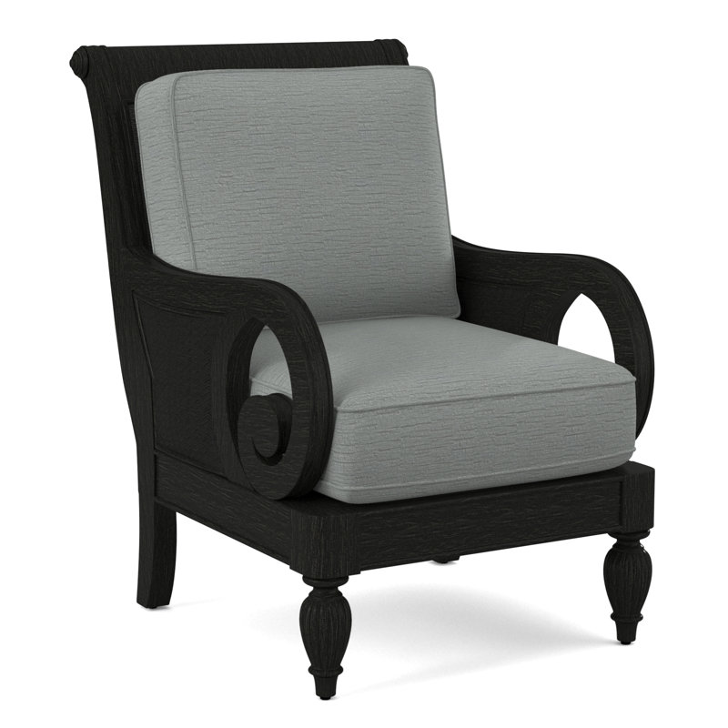 Grand View 71.12Cm Wide Armchair, Gray Sugar Performance; 0863-84, Antique Black Finish
