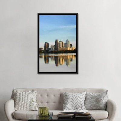 «Reflection of batiments dans l'eau, Town Lake, Austin, Texas, États-Unis # 2, reproduction de photo sur toile