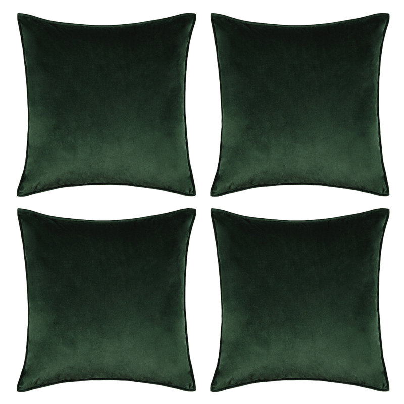 Solid Colour Velvet Reversible Throw Pillow, Dark Green