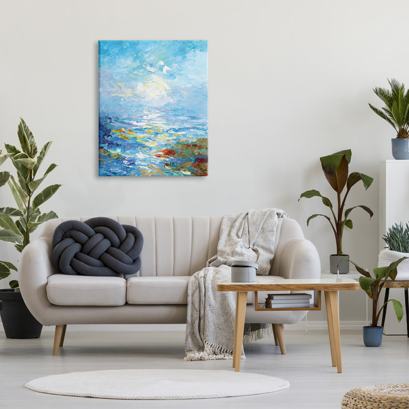 «Abstract Ocean Bliss Blue» par Leon Devenice, H 40 po x l 30 po x P 1,5 po