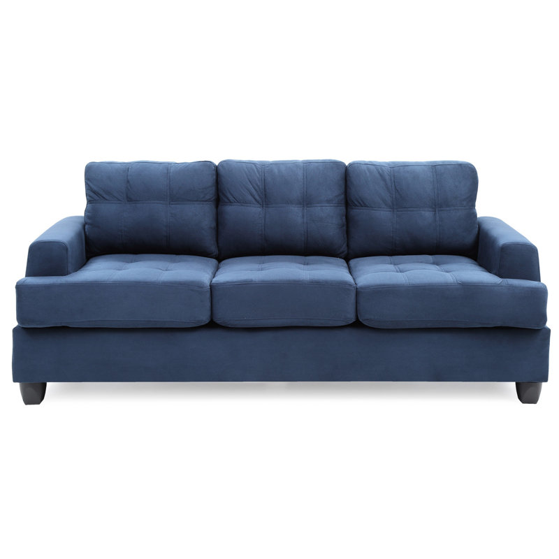 Transitional Style Navy Blue With Soft Fabric And Removable Back For Space Saving Microfiber In Construction Arm Optimization Durability