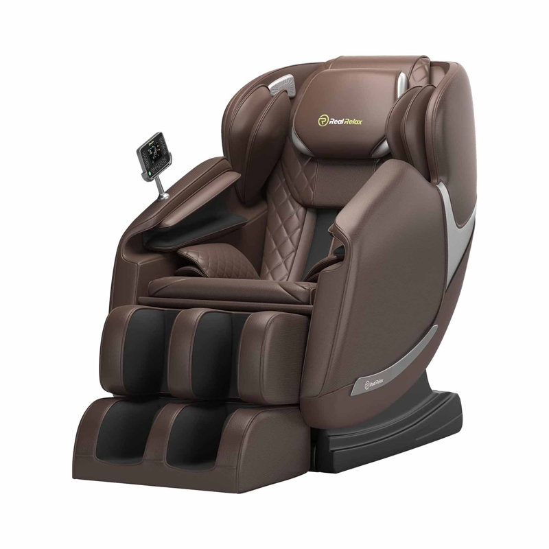 Heated Reclining Massage Chair with SL Track,LCD Remote,Bluetooth,APP control, Brown Faux Leather
