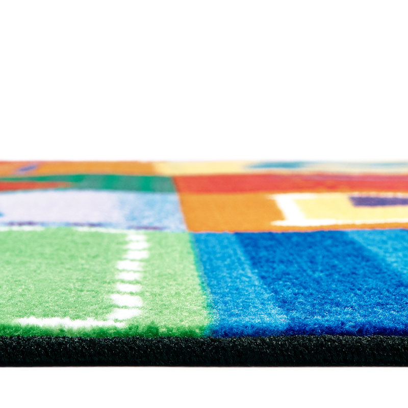 Multicolor Geometric Tufted Synthetic Kids Alphabet Area Rug 6' x 9'