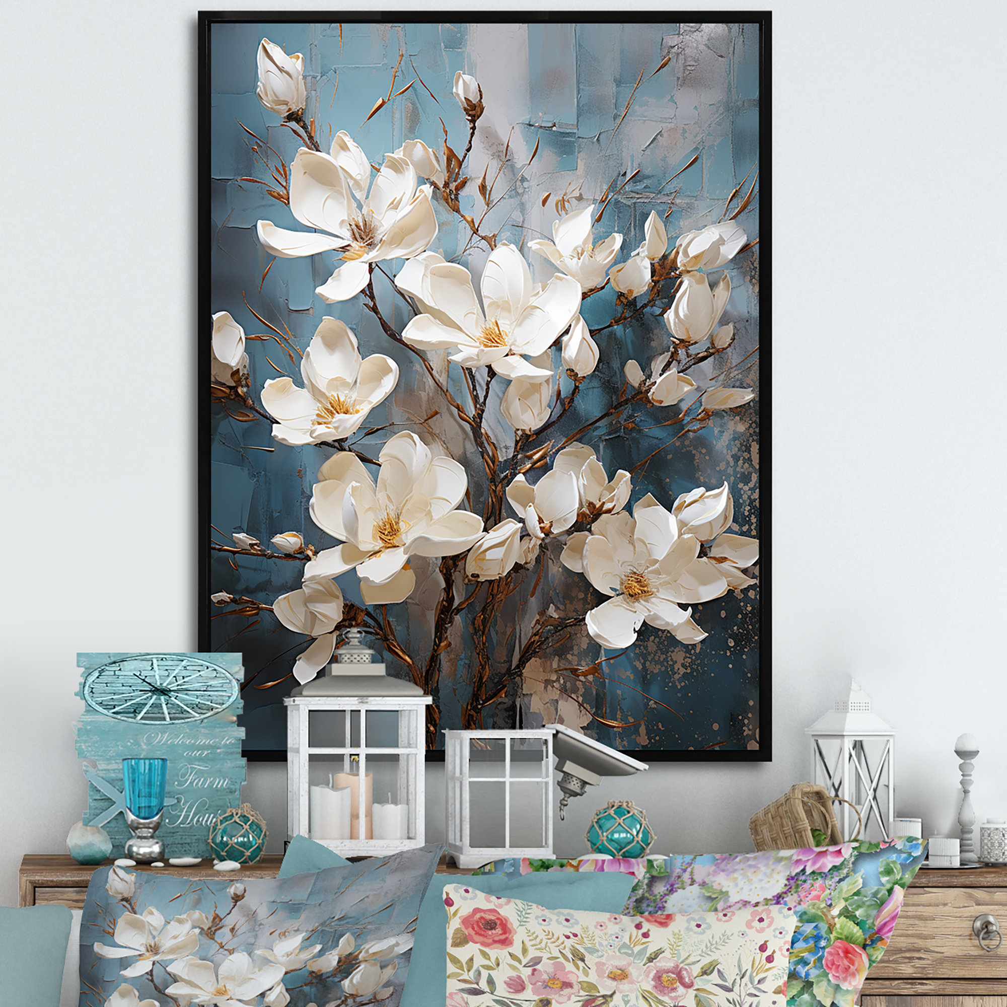 Winston Porter Magnolias Bloom In White II - Magnolias Canvas Wall Art ...