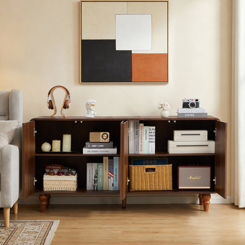 Buffet 59,06 "avec tablettes réglables, Noyer