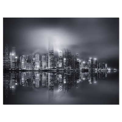 «Hong Kong Black and White Panorama», reproduction de photo sur toile tendue