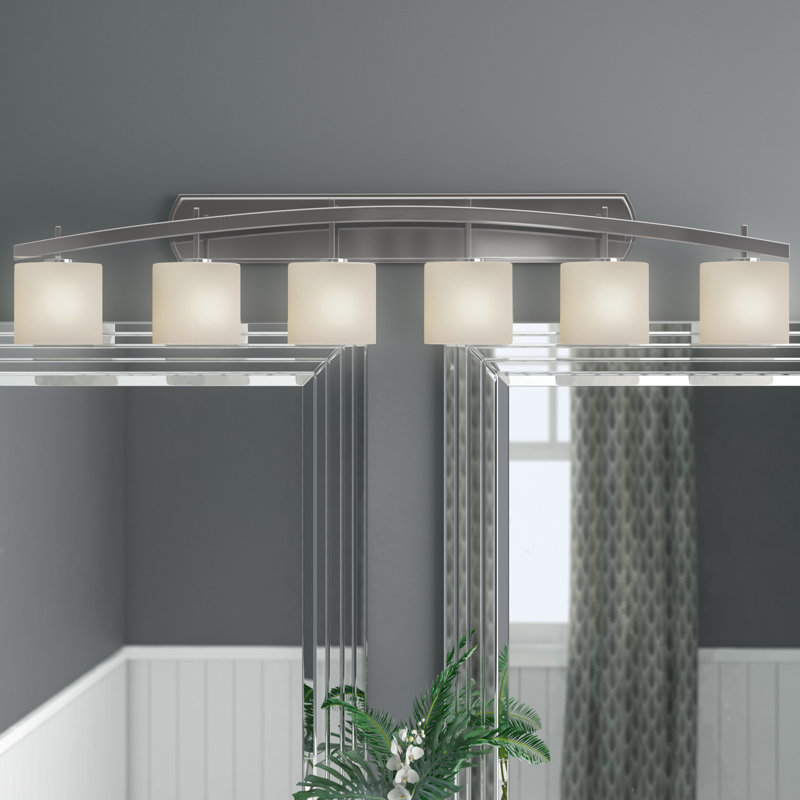 Casson 6 - Light Dimmable Vanity Light, Brushed Nickel, Opal