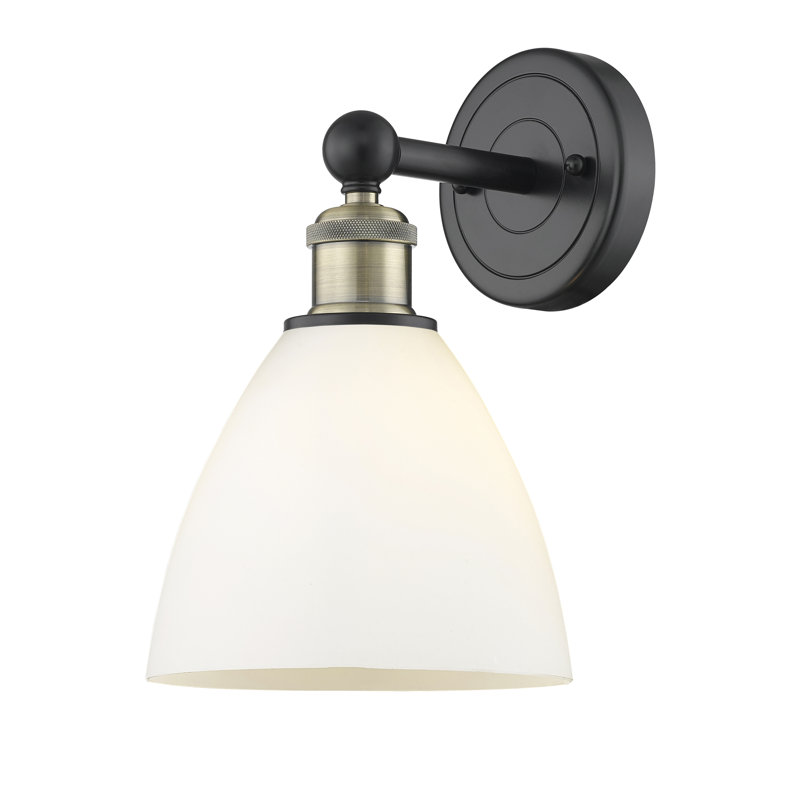 Carmichaels Armed Sconce, Matte White, Black Antique Brass