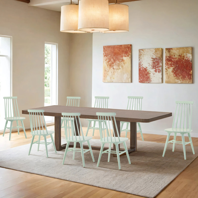 Alvie Solid Wood Cross Back Side Chair, Soft Mint