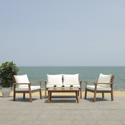 Arline Acacia 4 - Person Patio Conversation Set with Cushions