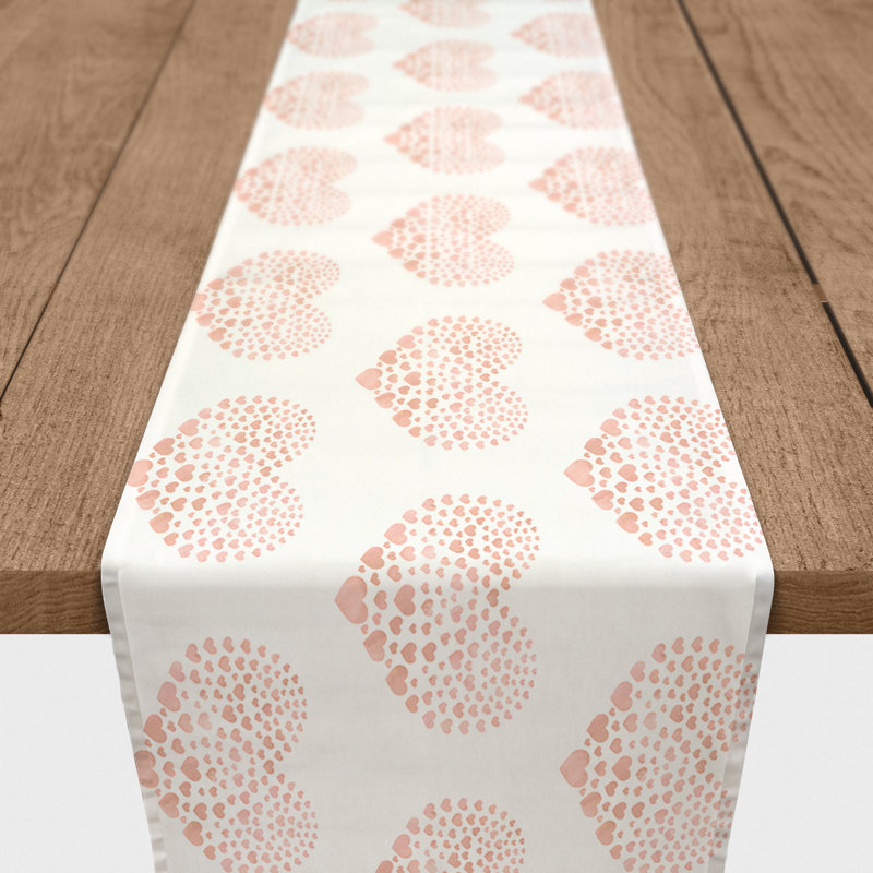 Ferrier Heart Table Runner, 90" L x 16" W, Pink