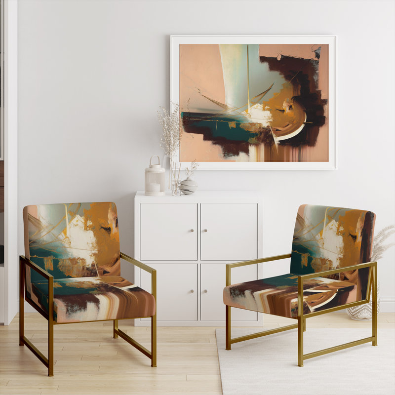 Infinity Terra Rosa Possibilities III - Upholstered Contemporary Arm Chair, Brown Accent Chair, Gold