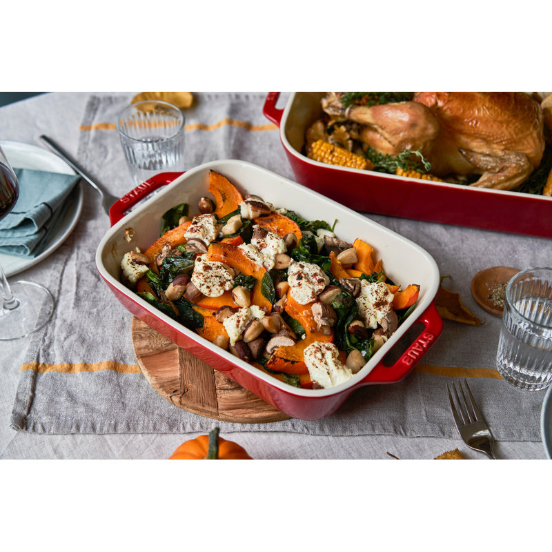 Staub Ceramique 2-Pcs Rectangular Ovenware Set, Cherry