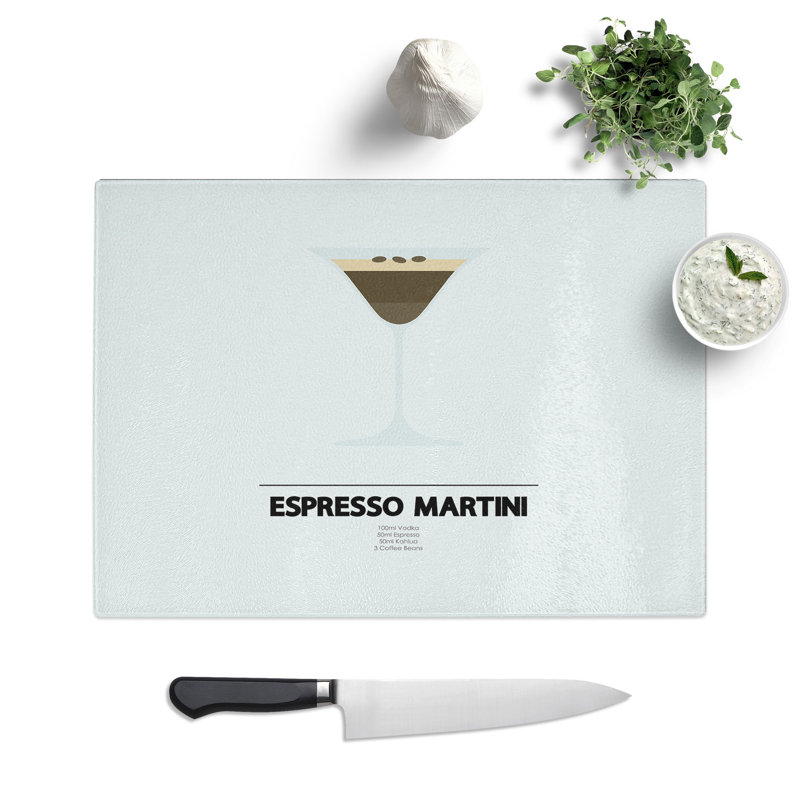 Espresso Martini Cocktail Chopping Board, 0.4cm H x 28.5cm W x 39cm L