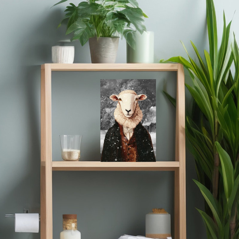 Sheep - a Winter Portrait Abstract Contemporary Landscape Nature Wall Art Print 1 Piece Wrapped Canvas Wall Art