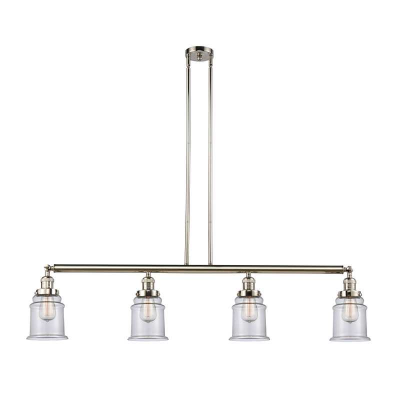 Galaviz 4 - Light Kitchen Island Pendant, Clear, Polished Nickel, No Bulb Included