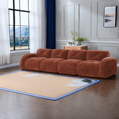 Canapés modernes en velours, design ergonomique, rouge-brun, sans assemblage