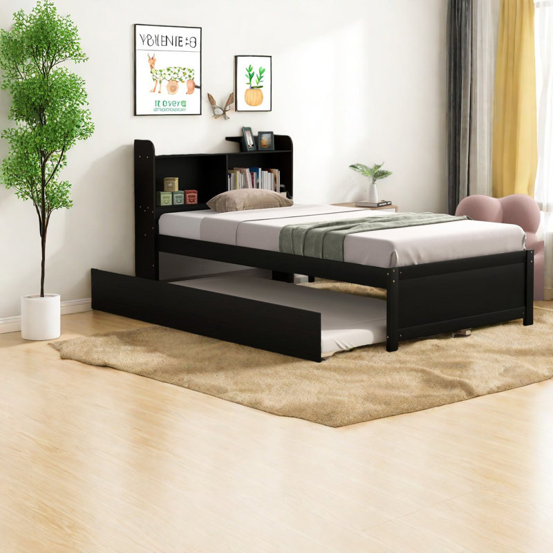 Lits simples multifonctionnels avec rangement en bois, conception moderne pour petits espaces