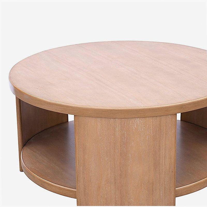 Circular coffee table with stand, Natural, Natural, Wood