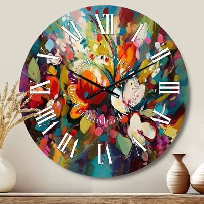 Horloge murale Red Vibrant Garden Symphony III - Floral