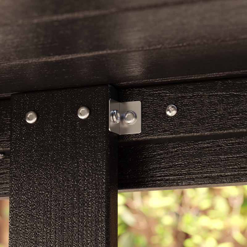 Table de salle à manger rectangulaire en PEHD pour l'extérieur avec trou pour parasol L 32,7 po D, Noir