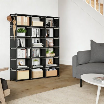 18-Cube Grey Bookshelf, Storage Organizer For Bedroom, Living Room, Office by 17 Stories