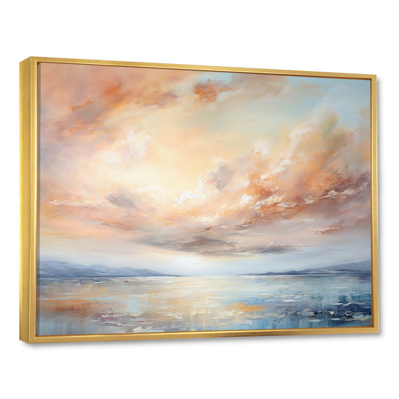 «Blue Ocean Storm And Rain I», reproduction sur toile, H 34 po x l 44 po x P 1,5 po, Cadre flottant doré
