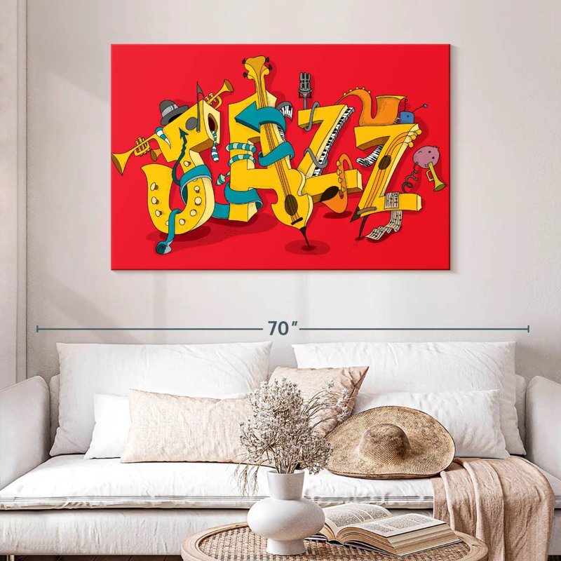 Caricature de Abarca, typographie jazz, H 32 po x l 48 po