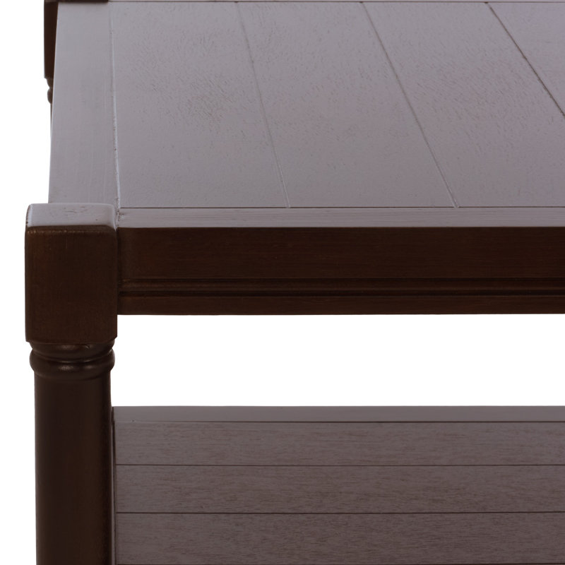 Table basse à 4 pieds en bois massif avec rangement Gladston, Chocolat noir