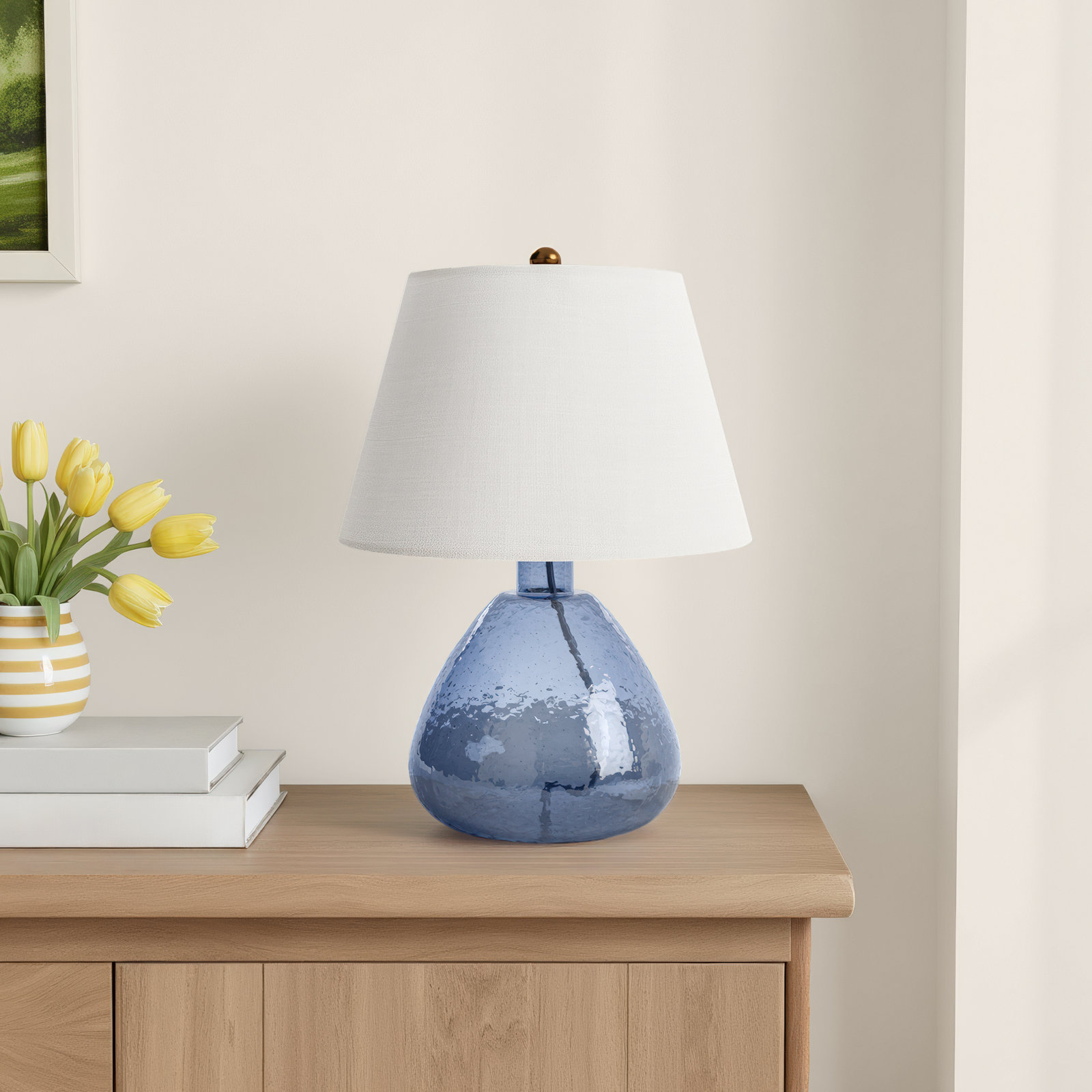 Glass Table Lamp, Blue