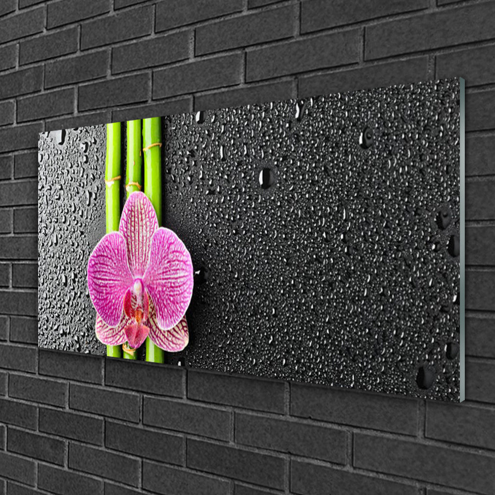 Glasbild Bamboo Tube Flower mit Blumen