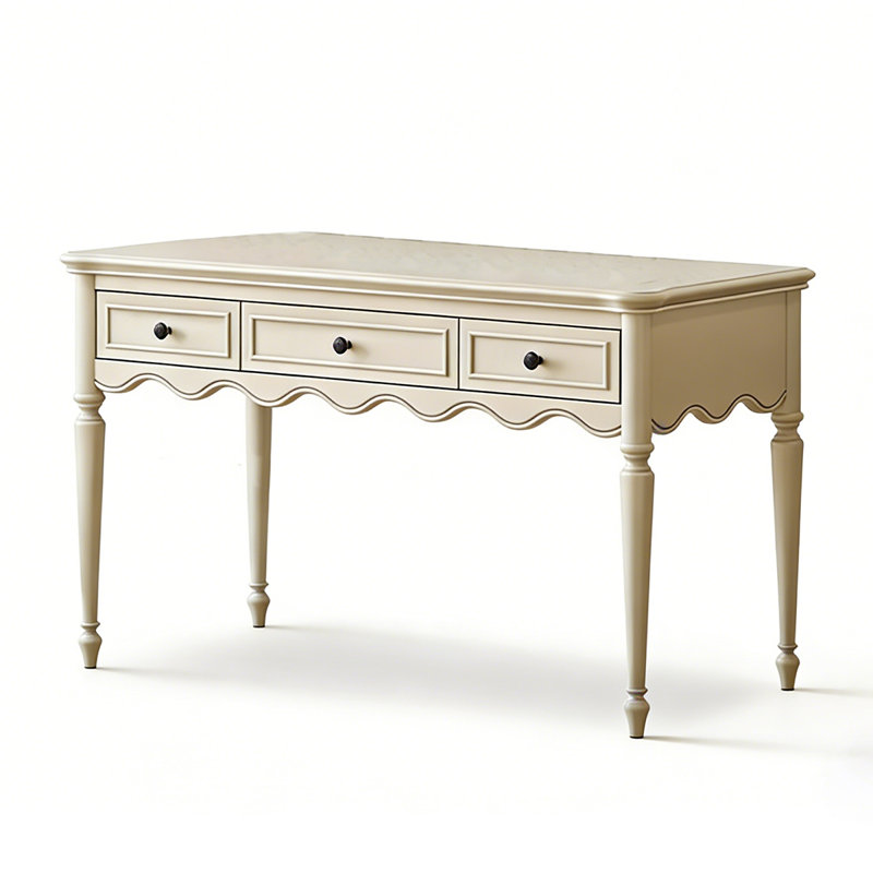 Rubberwood Retro Desk with Three Drawers