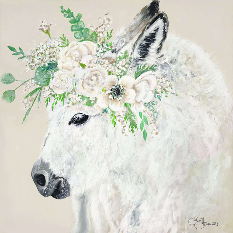 " Hope The Donkey " by Hollihocks Art, 12" H x 12" W, No, Wrapped Canvas