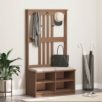 Hall Tree Acacia Wood Finish Solid Pine Wood, Engineered Wood by Lark Manor